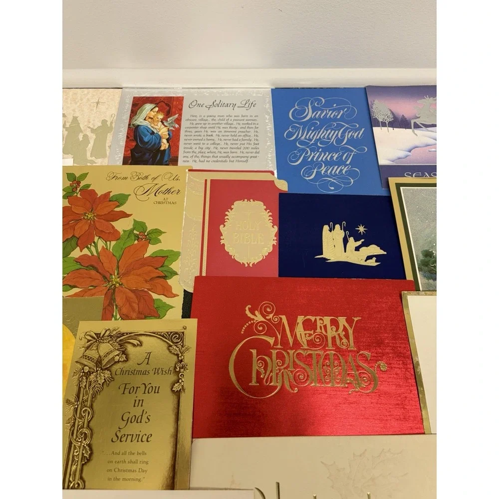 Vintage Metallic Christmas Cards Fronts ONLY for Scrapbooking Crafts Lot of 50+